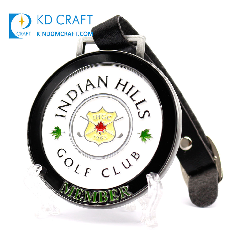 Custom metal soft enamel nickel plated sports golf club medal for member