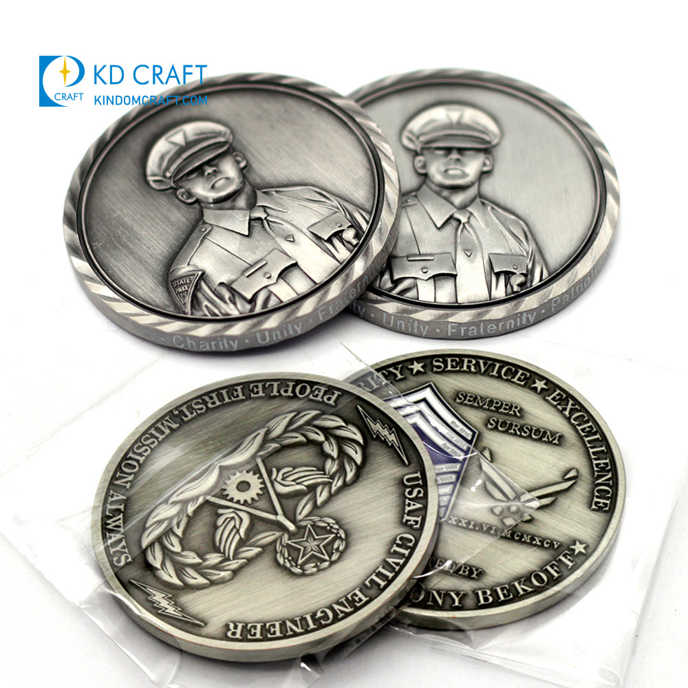 Custom metal brass enamel army military souvenir antique silver challenge coin