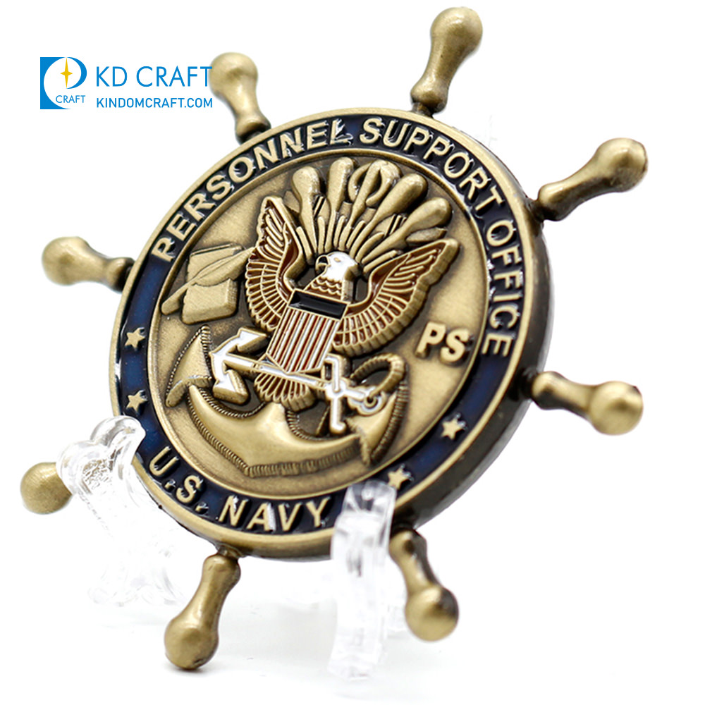 Custom metal brass enamel navy military antique brass challenge coin