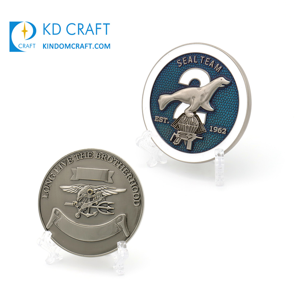 custom metal 3D enamel navy military souvenir antique silver challenge coin