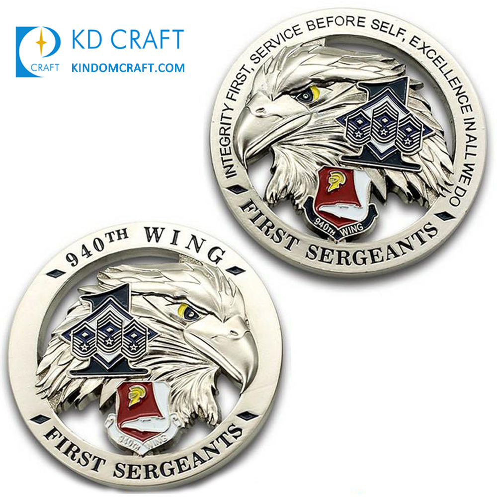 Metal zinc alloy embossed 3d airman air force challenge coin