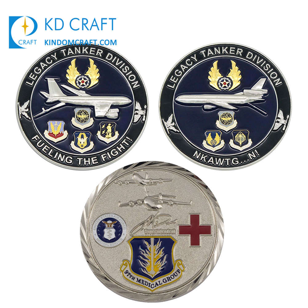 Custom soft enamel air force military aircraft airman metal challenge coins