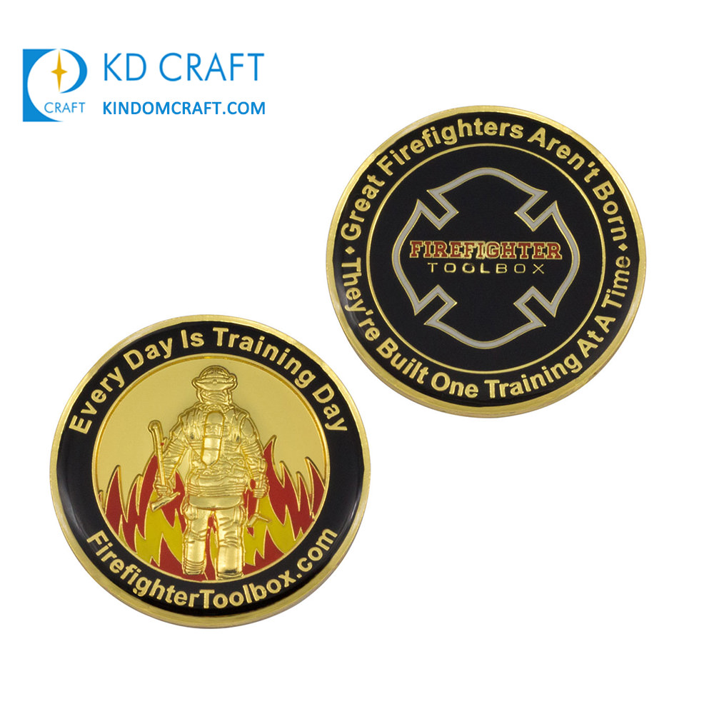 Custom metal zinc alloy enamel fire department firefighter challenge coins