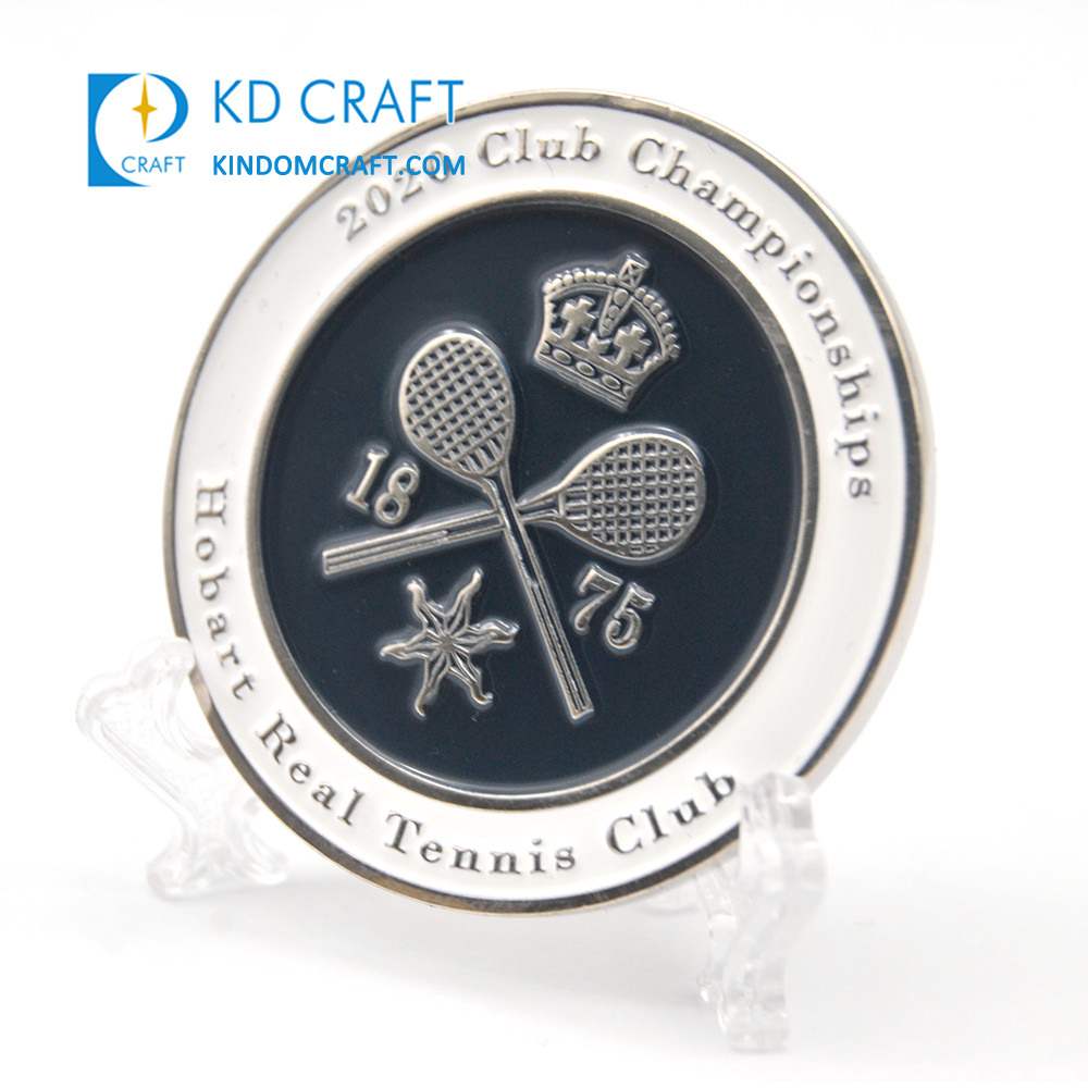 Custom Coin soft enamel silver plated sports tennis challenge coins