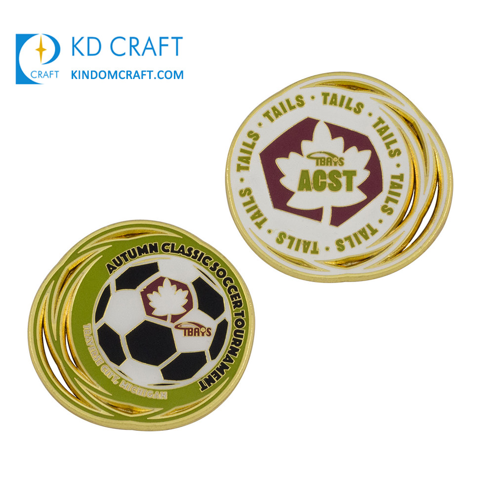 Custom metal zinc alloy football team sport coin soccer ball challenge coin