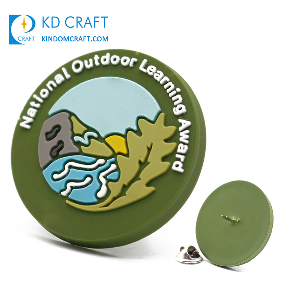 Custom logo Rubber Patch 3D outdoor leraning award PVC Badge Pins