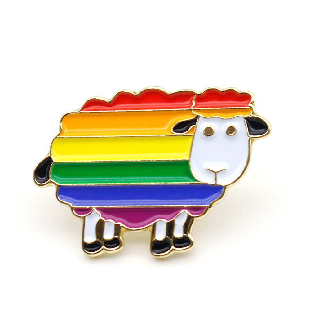 Custom cute sheep love rainbow lesbian gay pride lgbt lapel pin badge