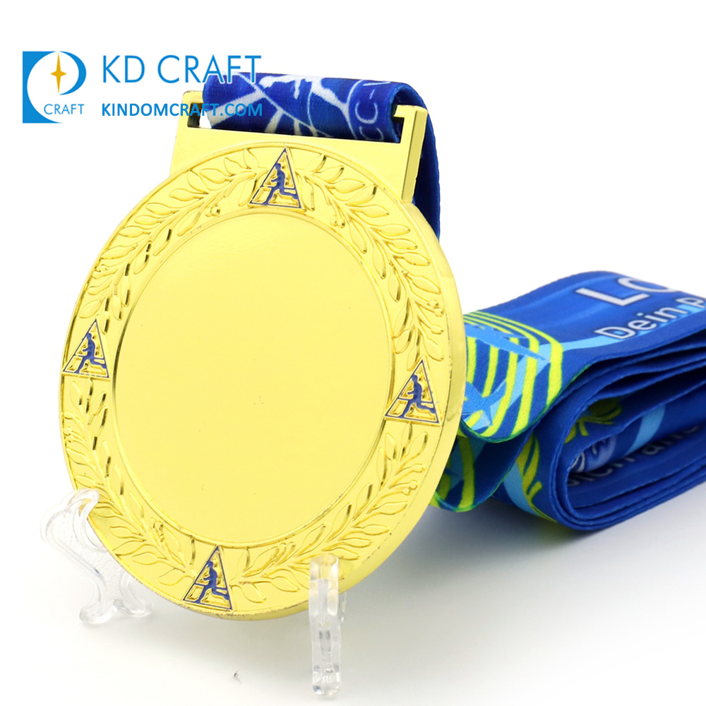 Custom metal medal soft enamel golden running blank medal