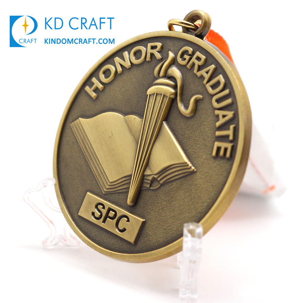 Custom metal medal brass plated honor graduate medal