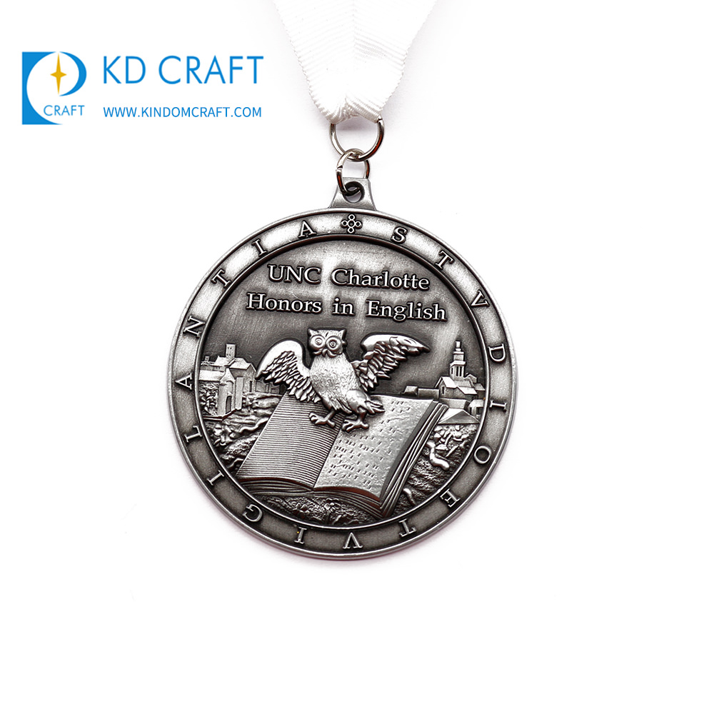 Custom metal medal silver plated honor graduation medal