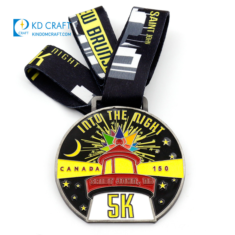 Custom metal medal soft enamel 5K running marathon medal