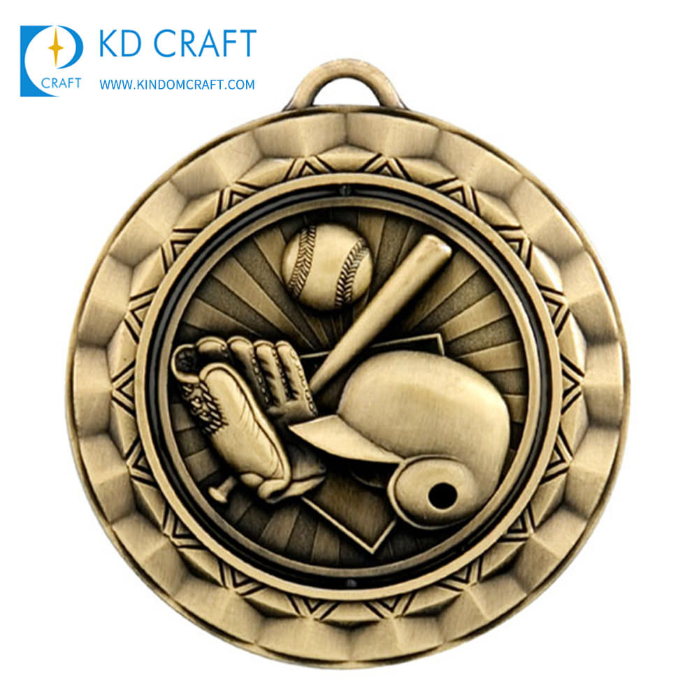 Custom metal medal die casting brass plated sports baseball medal