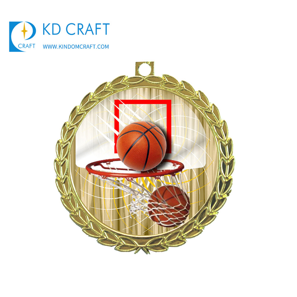 Custom metal 3D effect medal gold plated offset printing sports basketball medal