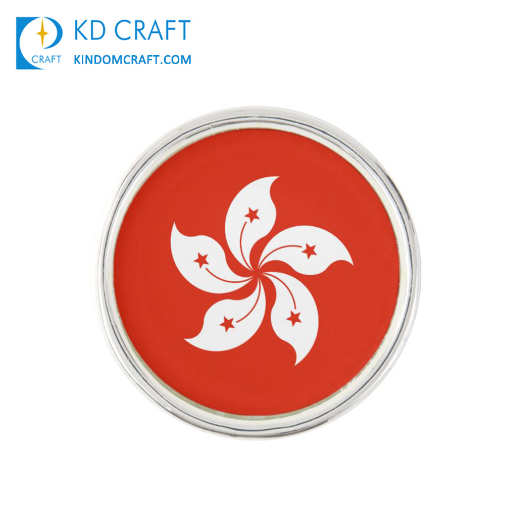 Custom Lapel Pin Badge offset printing metal Hongkong flag enamel pin