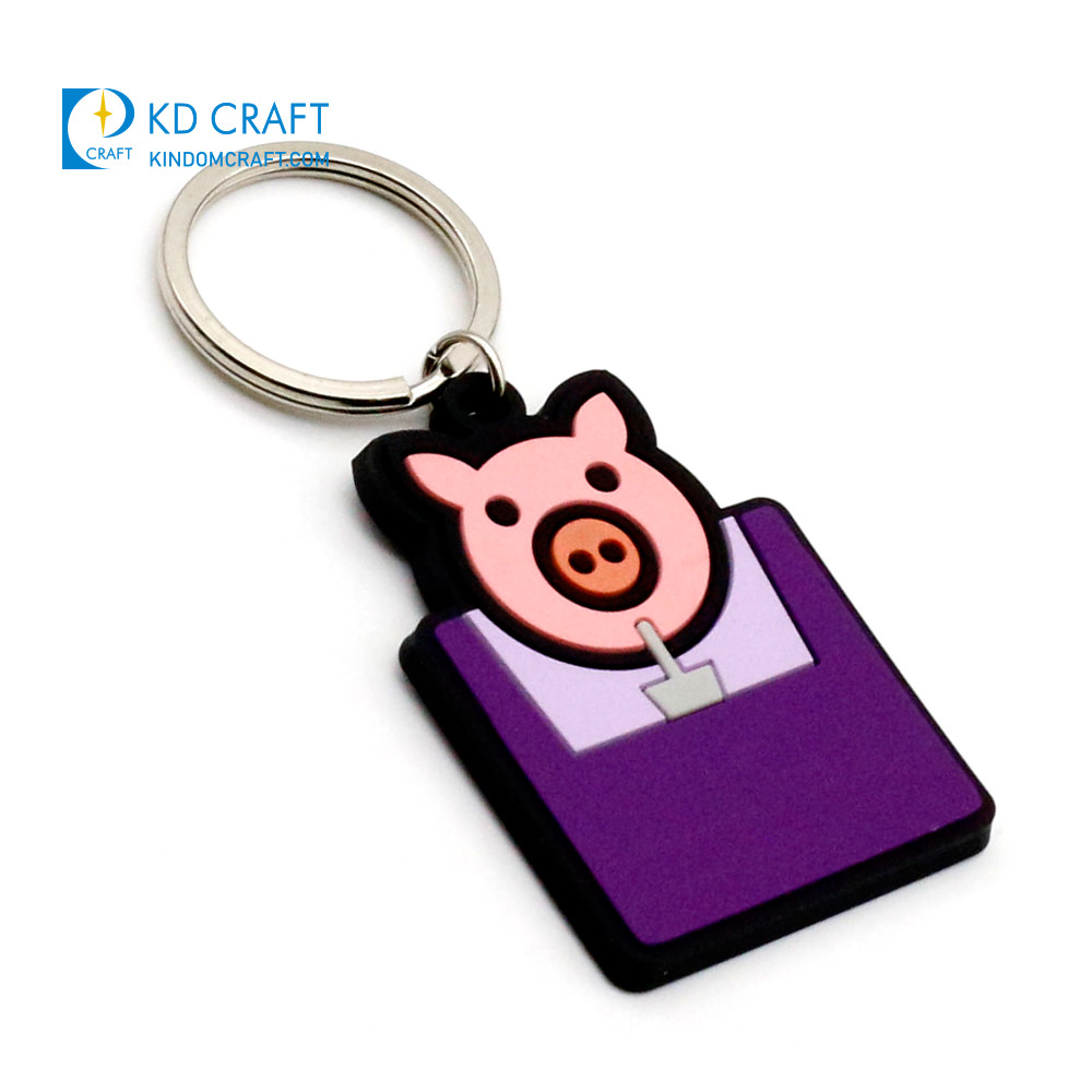 Purple Pig PVC Keychain